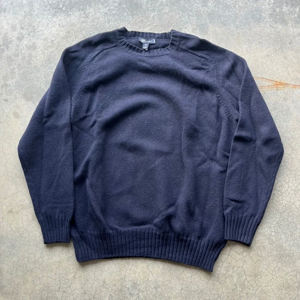 Blumarine Uomo Mens XXL Navy Blue Wool Blend Crewneck  Sweater Made in Italy